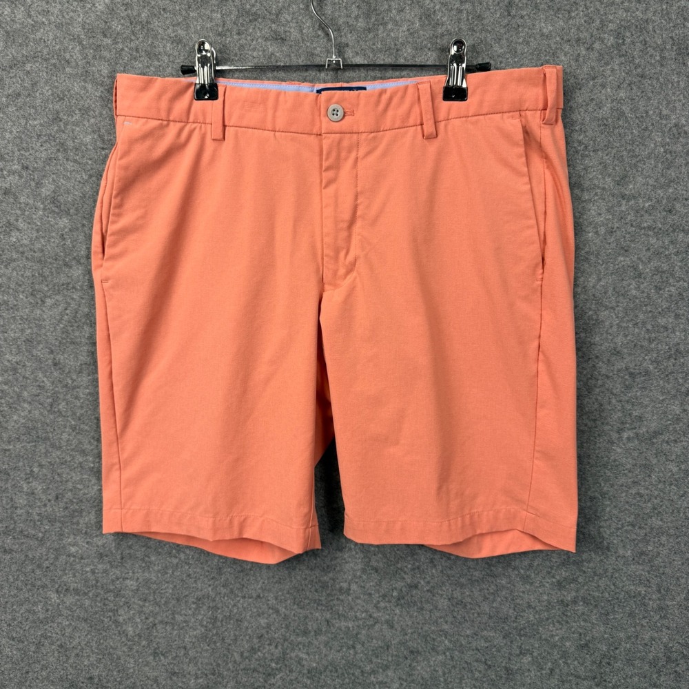 Peter Millar Crown Crafted Mens 33 Shorts Coral Orange Performance Golf Luxury